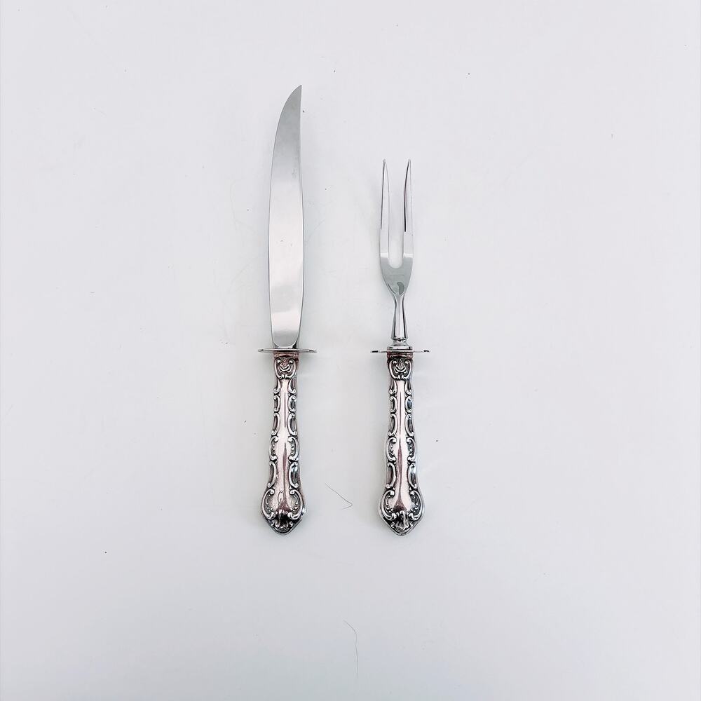 Gorham Sterling Silver Carving Set Joan of Arc Pattern